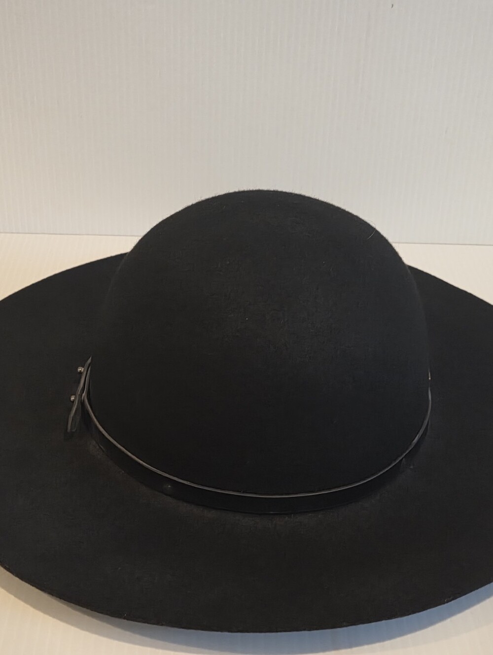 Black Wool Wide Brim Floppy Hat 3” Brim Boho Style Felt Soft Crown Womens Medium - Picture 4 of 12